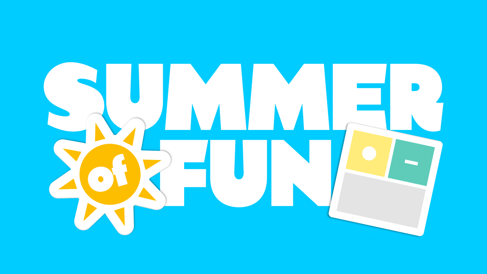 Nex Playground Summer of Fun logo with drawing of sun and Playground device on sky blue background.